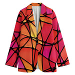 Stained Glass Mosaic Pattern Print Women's Cotton Blazer