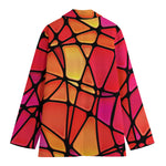 Stained Glass Mosaic Pattern Print Women's Cotton Blazer