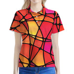 Stained Glass Mosaic Pattern Print Women's Polo Shirt