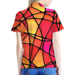 Stained Glass Mosaic Pattern Print Women's Polo Shirt