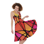 Stained Glass Mosaic Pattern Print Women's Sleeveless Dress