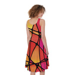 Stained Glass Mosaic Pattern Print Women's Sleeveless Dress