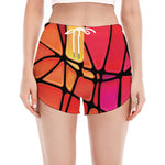 Stained Glass Mosaic Pattern Print Women's Split Running Shorts