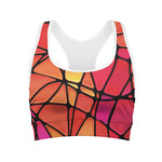 Stained Glass Mosaic Pattern Print Women's Sports Bra