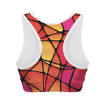 Stained Glass Mosaic Pattern Print Women's Sports Bra