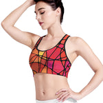 Stained Glass Mosaic Pattern Print Women's Sports Bra