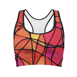 Stained Glass Mosaic Pattern Print Women's Sports Bra