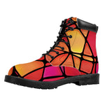 Stained Glass Mosaic Pattern Print Work Boots