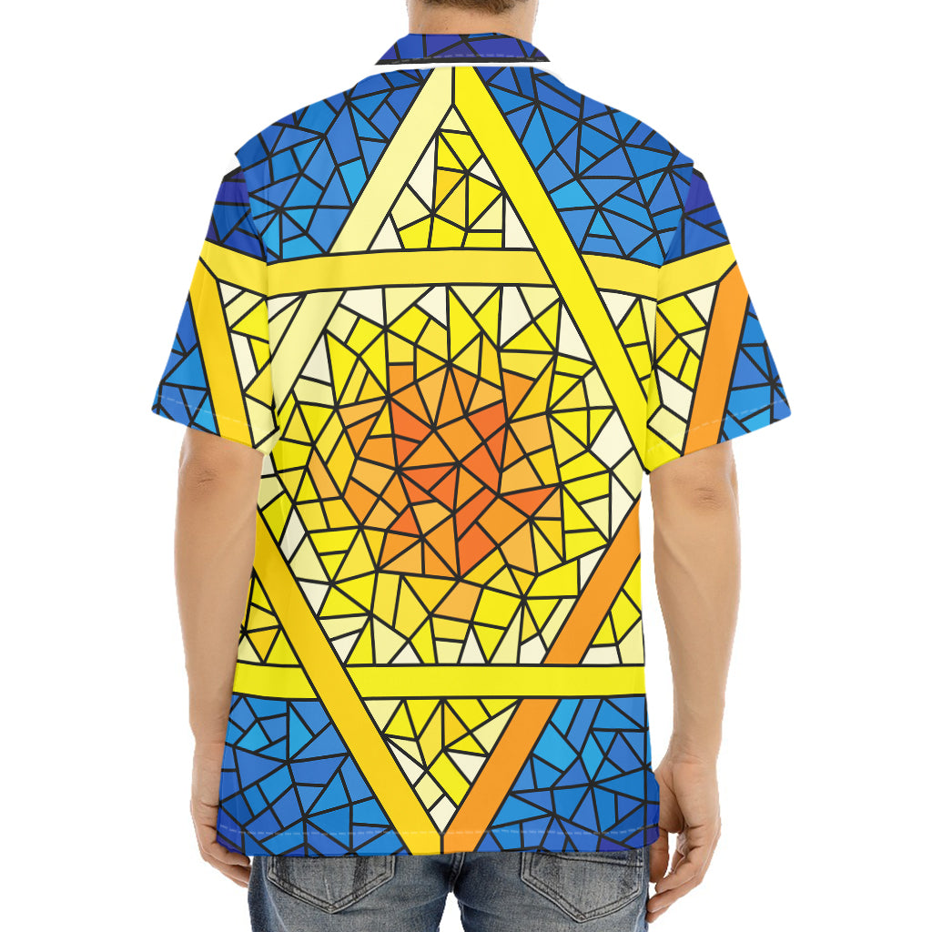 Stained Glass Star of David Print Aloha Shirt