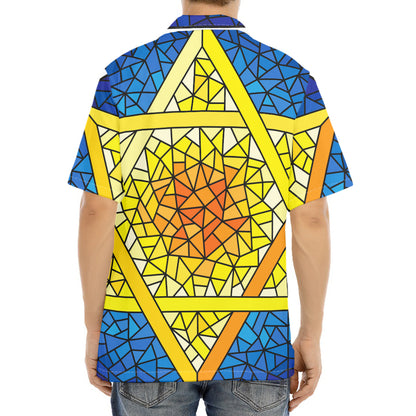 Stained Glass Star of David Print Aloha Shirt