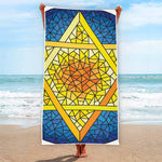 Stained Glass Star of David Print Beach Towel