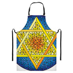 Stained Glass Star of David Print Bib Apron With Pocket