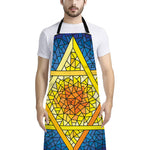 Stained Glass Star of David Print Bib Apron With Pocket