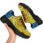 Stained Glass Star of David Print Black Chunky Shoes