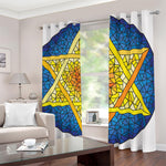 Stained Glass Star of David Print Blackout Grommet Curtains