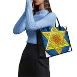 Stained Glass Star of David Print Canvas Tote Bag