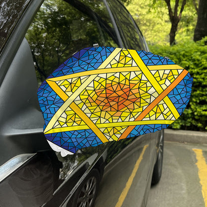 Stained Glass Star of David Print Car Side Mirror Covers