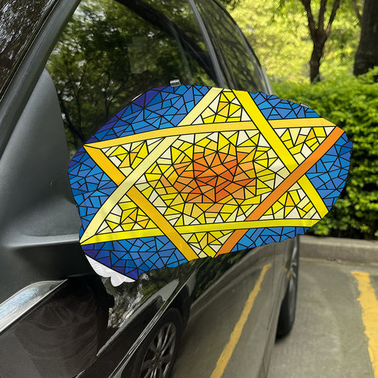 Stained Glass Star of David Print Car Side Mirror Covers