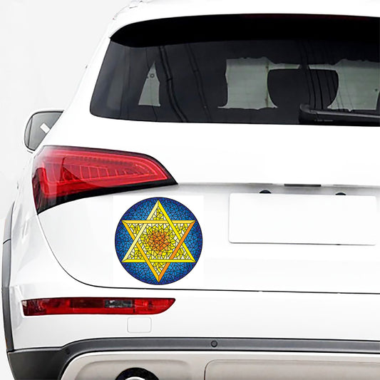 Stained Glass Star of David Print Car Sticker