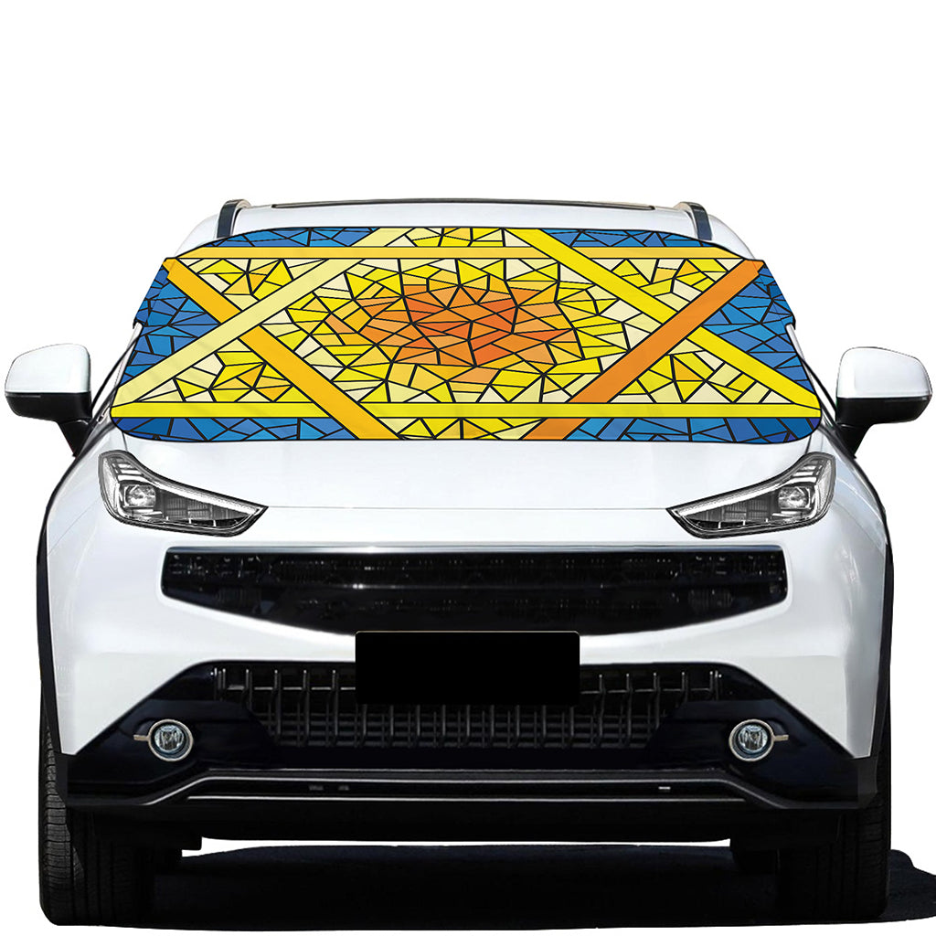 Stained Glass Star of David Print Car Windshield Snow Cover