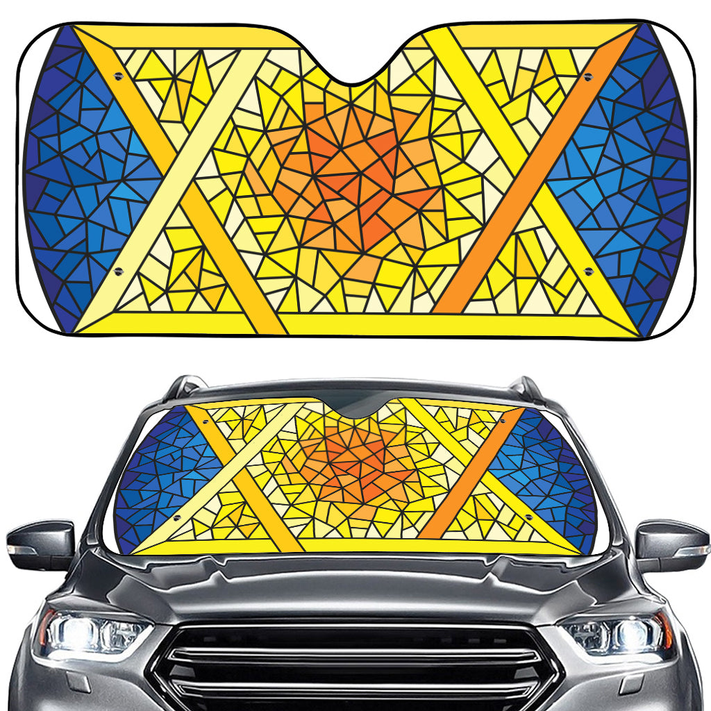 Stained Glass Star of David Print Car Windshield Sun Shade