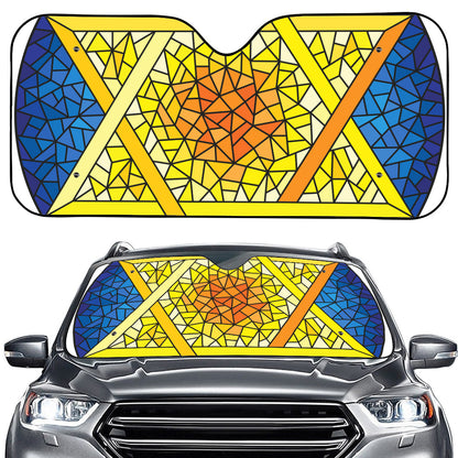 Stained Glass Star of David Print Car Windshield Sun Shade