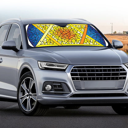 Stained Glass Star of David Print Car Windshield Sun Shade