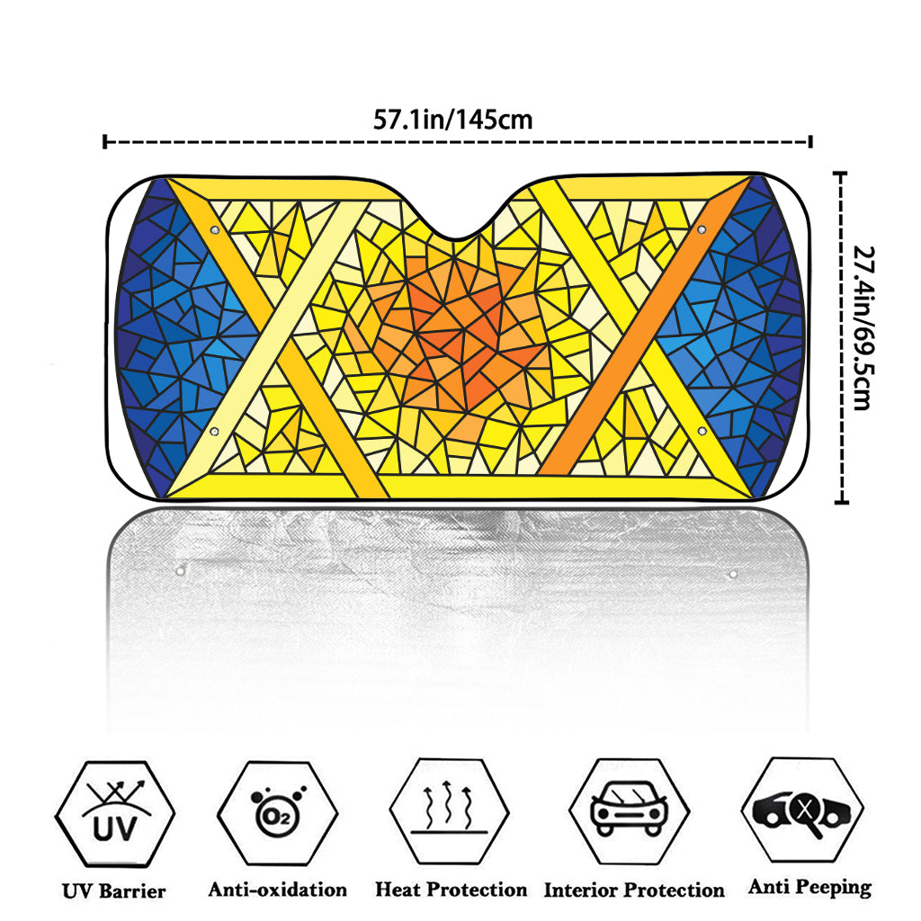 Stained Glass Star of David Print Car Windshield Sun Shade