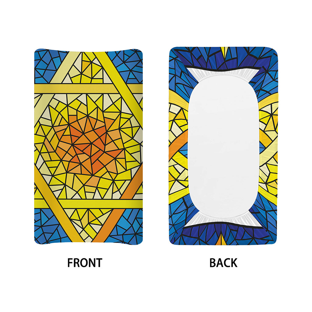 Stained Glass Star of David Print Changing Pad Cover