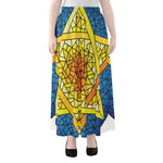 Stained Glass Star of David Print Chiffon Maxi Skirt