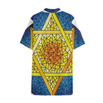 Stained Glass Star of David Print Cotton Hawaiian Shirt