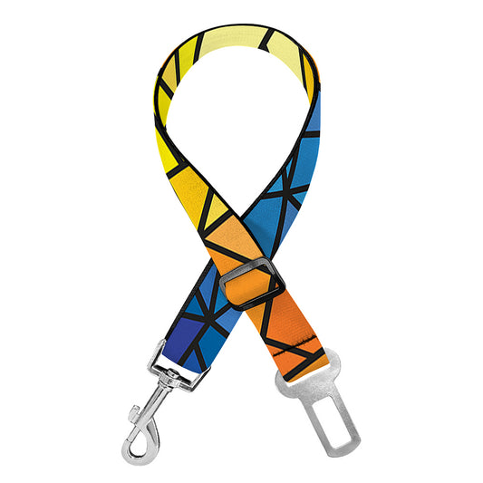 Stained Glass Star of David Print Dog Seat Belt