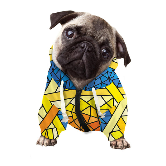 Stained Glass Star of David Print Dog Zip Up Hoodie