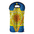Stained Glass Star of David Print Double Neoprene Wine Tote
