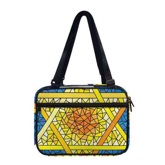Stained Glass Star of David Print Double Strap Bible Bag