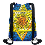 Stained Glass Star of David Print Drawstring Backpack