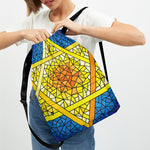 Stained Glass Star of David Print Drawstring Backpack