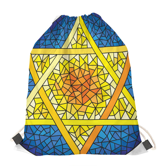 Stained Glass Star of David Print Drawstring Bag