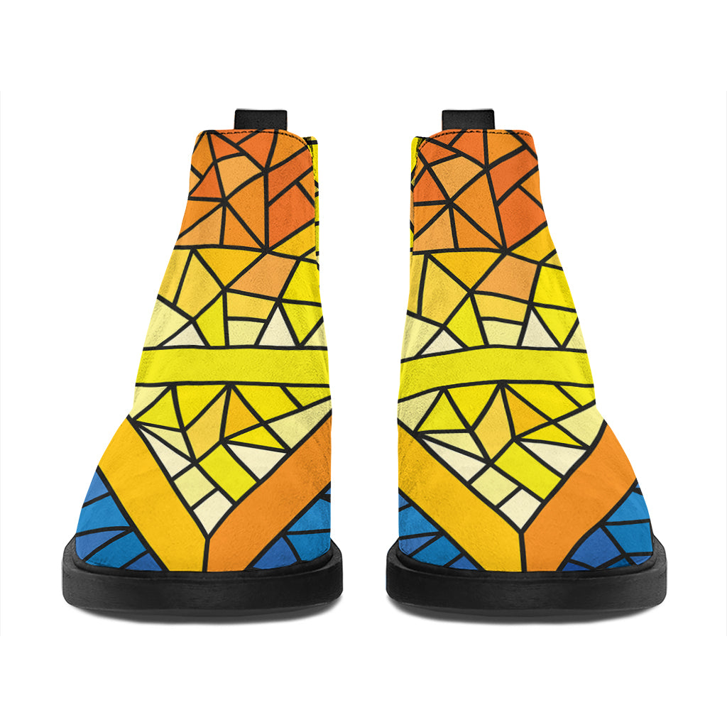 Stained Glass Star of David Print Flat Ankle Boots