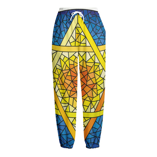 Stained Glass Star of David Print Fleece Lined Knit Pants