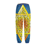 Stained Glass Star of David Print Fleece Lined Knit Pants