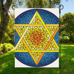 Stained Glass Star of David Print Garden Flag