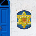 Stained Glass Star of David Print Garden Flag