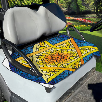 Stained Glass Star of David Print Golf Cart Seat Cover