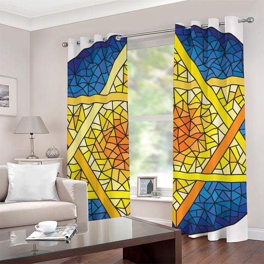 Stained Glass Star of David Print Grommet Curtains