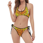 Stained Glass Star of David Print Halter Scoop Tie Side Bikini