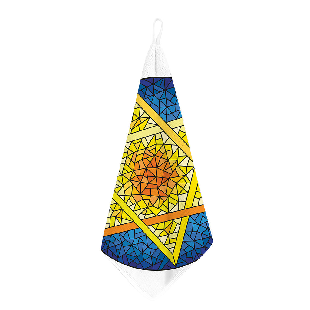 Stained Glass Star of David Print Hand Towel
