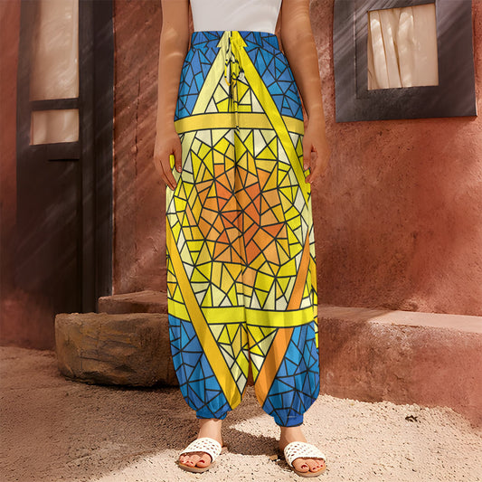 Stained Glass Star of David Print Harem Pants