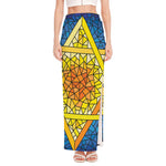 Stained Glass Star of David Print High Slit Maxi Skirt