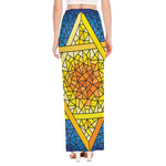 Stained Glass Star of David Print High Slit Maxi Skirt
